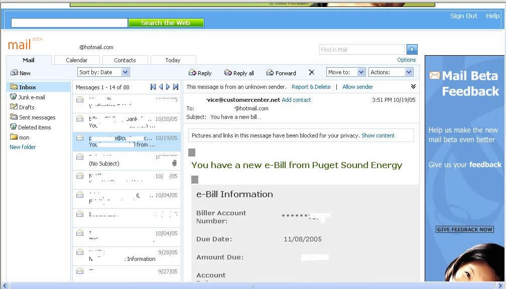Mail in Hotmail 2.0