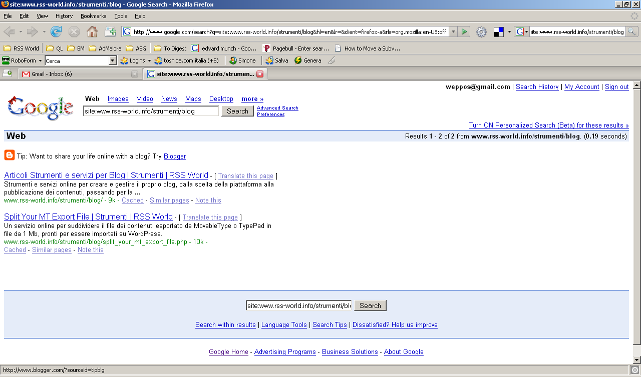 Google Blogger Tip Screenshot