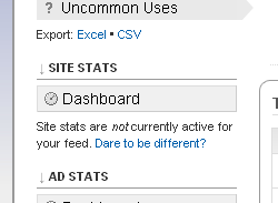 FeedBurner Site Stats Sidebar Panel off