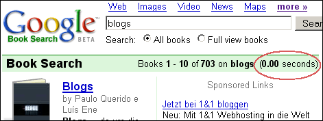 Google Book Search returns results in 0 seconds Google Book Search returns results in 0 seconds