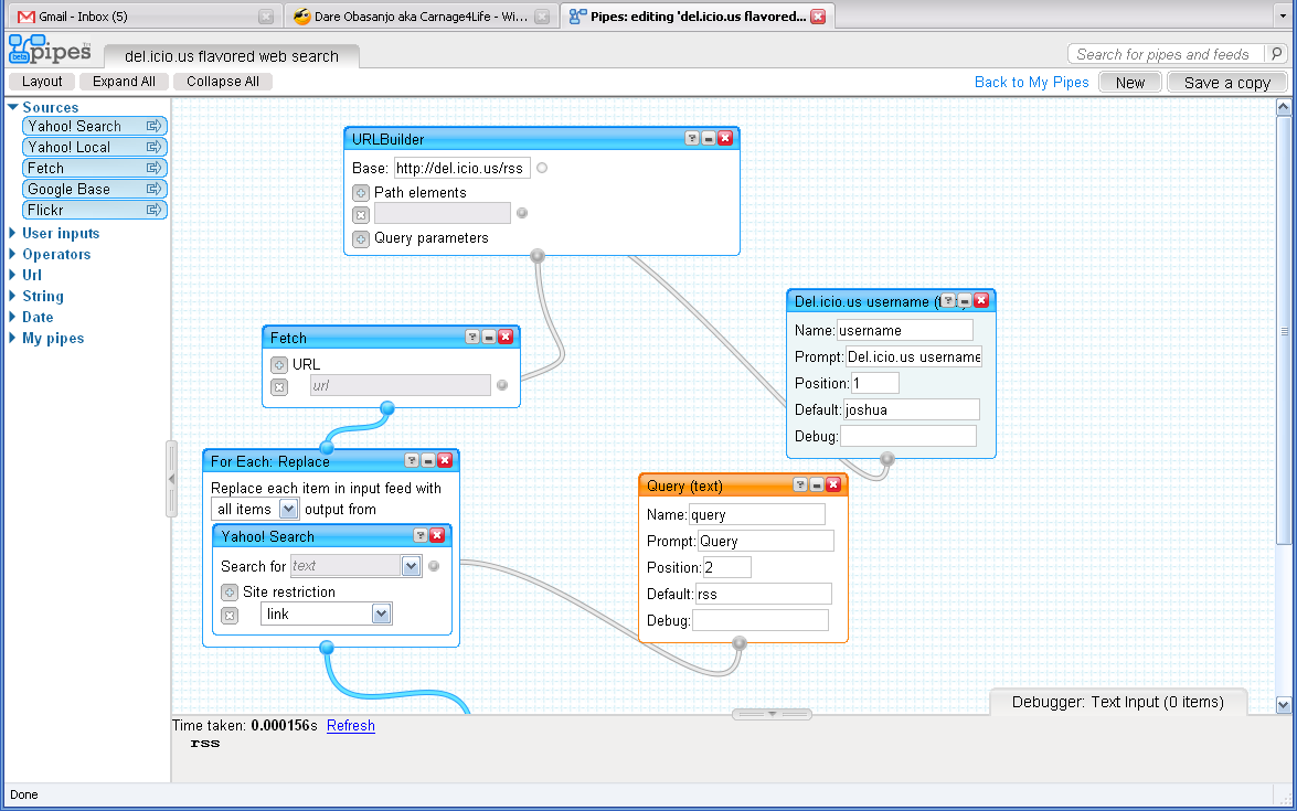 Yahoo! Pipes Screenshot