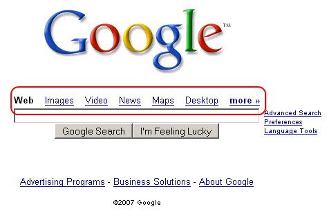 Link in homepage di Google