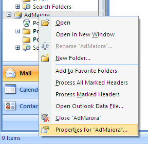 Outlook PST Properties