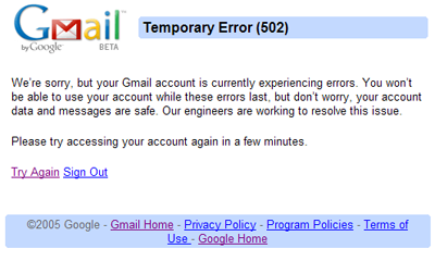 Gmail Temporary Error (502) Gmail Temporary Error (502)