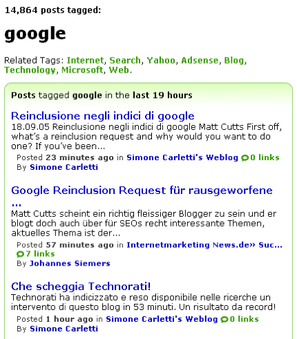 Post indicizzati in 23 minuti